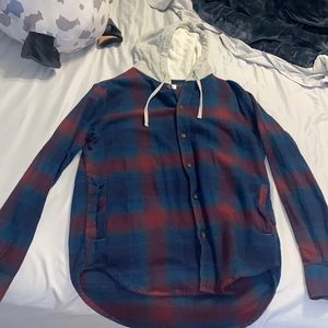Small pacsun flannel button down hoodie!